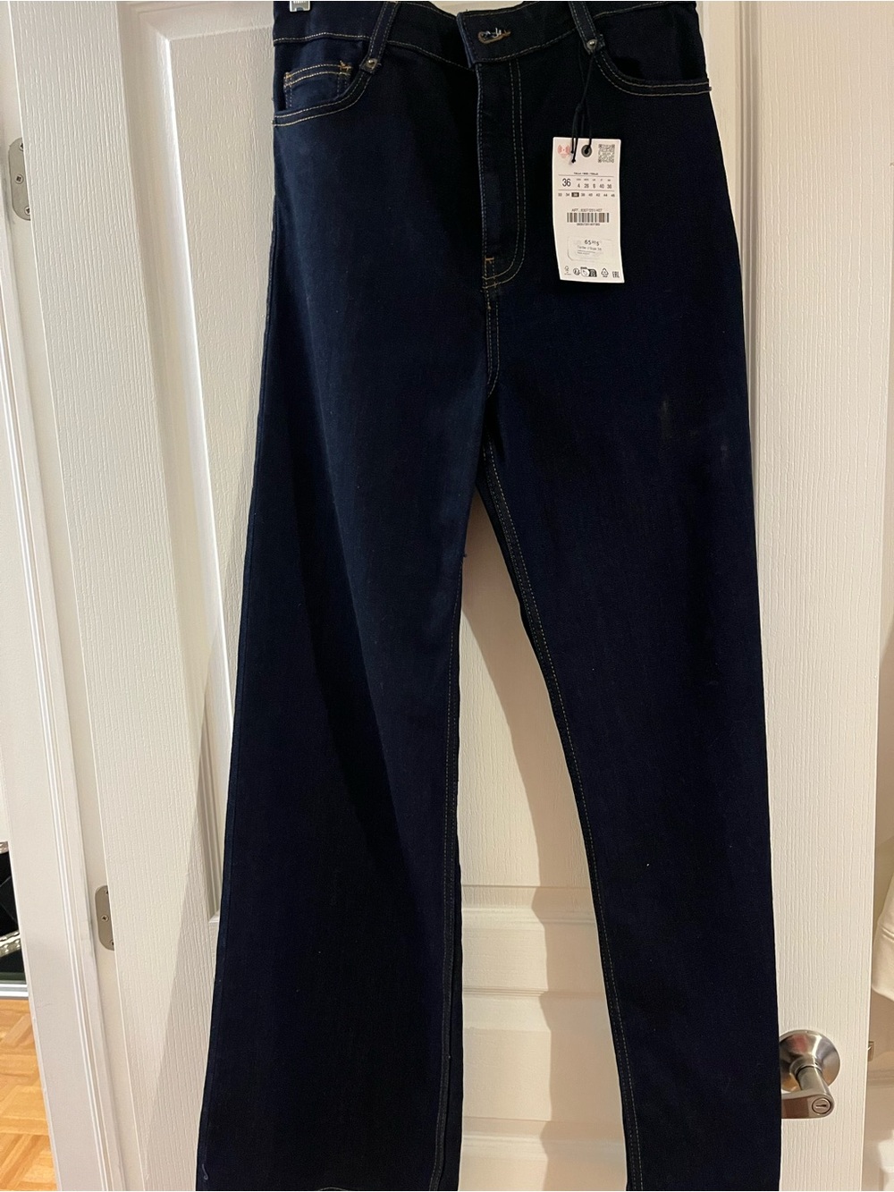 Zara Dark Blue High-Rise Straight Jeans